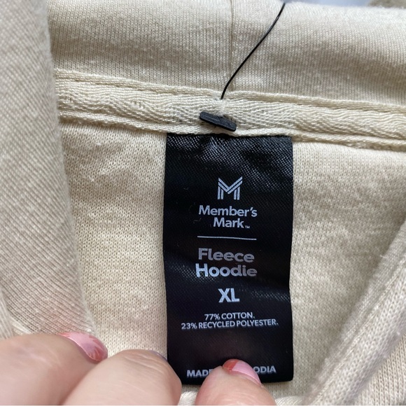 Member's Mark men's xl fleece hoodie cream classic fit new with tags - Picture 4 of 8